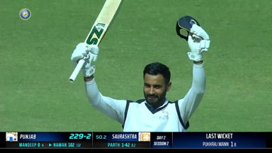 Ranji Trophy  2022/23 QF 2: Naman Dhir's solid opening knock of 131(180)