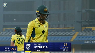IND-W vs AUS-W 2023-24, 1st ODI: Phoebe Litchfield Wicket
