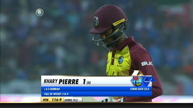 IND vs WI 2018, 2nd T20I: Khary Pierre Wicket
