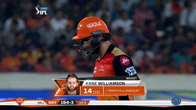 M08: SRH vs RR – Kane Williamson Wicket