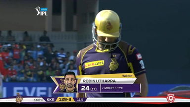 M44: KXIP vs KKR –  Robin Uthappa Wicket