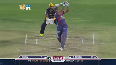 M30: RPS vs KKR – MS Dhoni Six