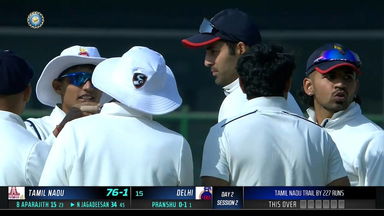 Ranji Trophy  2022/23, Delhi vs Tamil Nadu:  Fall of Wickets