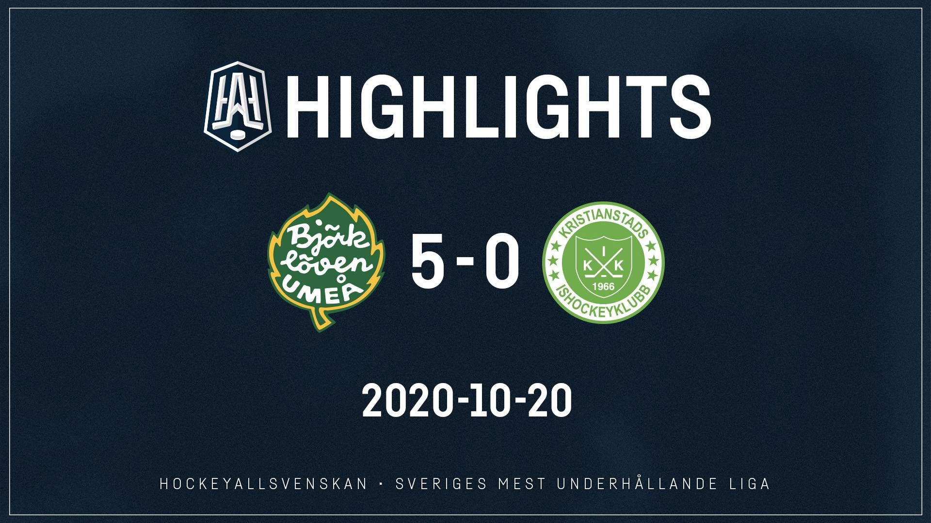 2020-10-20 Björklöven - Kristianstad 5-0