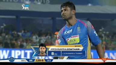 M28: RR vs SRH –  Krishnappa Gowtham Wicket