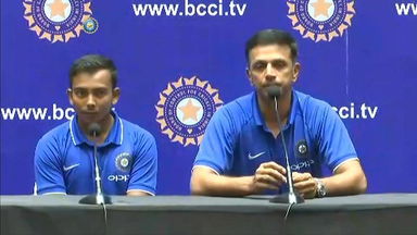 Rahul Dravid and Prithvi Shaw address the media