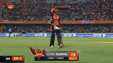 M47: SRH vs KKR – Mayank Agarwal Wicket