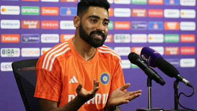 Everyone in the bowling unit is standing up and performing: Mohd. Siraj