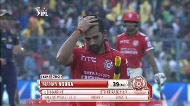 M44: KKR vs KXIP – Manan Vohra Wicket