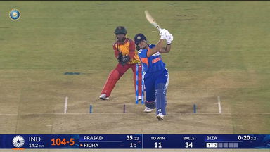 IND-W vs ZIM-W 2026, 1st T20I: Richa Ghosh Six