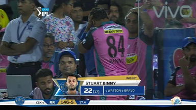 M43: RR vs CSK –  Stuart Binny Wicket
