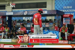 M22: SRH vs KXIP – Mujeeb Ur Rahman Wicket