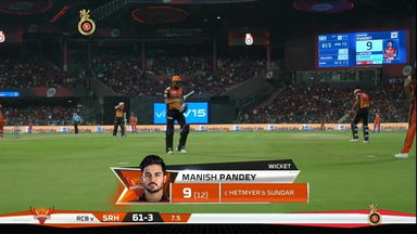 M54: RCB vs SRH – Manish Pandey Wicket
