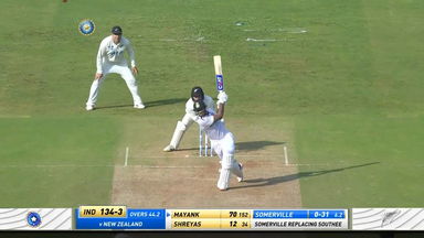 IND vs NZ 2021, 2nd Test, Day 1: Mayank Agarwal Six