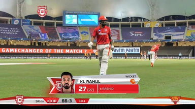 M43: KXIP vs SRH – KL Rahul Wicket