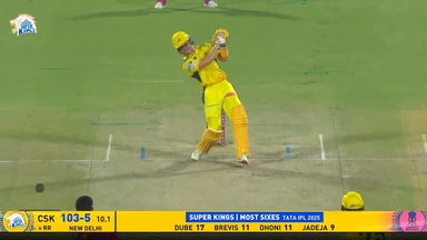 IPL 2025 M62: CSK vs RR - Dewald Brevis Six