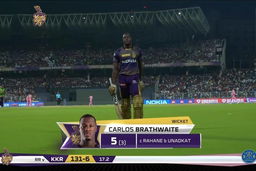 M43: KKR vs RR – Carlos Brathwaite Wicket