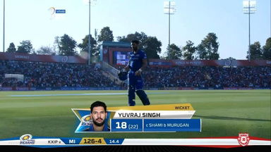 M09: KXIP vs MI –  Yuvraj Singh Wicket