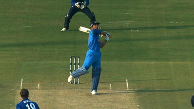 WHACK! Take that - A tennis ball six on a cricket pitch from MS Dhoni