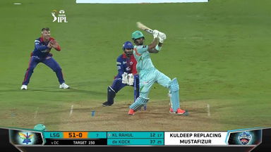 M15: LSG vs DC – K L Rahul Six