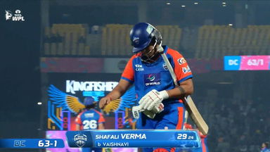 Wicket: Match 13, Delhi Capitals vs Mumbai Indians, WPL 2026: Shafali Verma Wicket