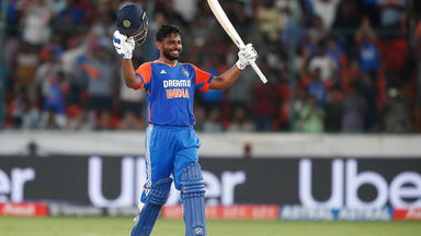 Sensational Samson entertains Hyderabad with maiden T20I ton