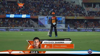 M30: SRH vs DC – Abhishek Sharma Wicket