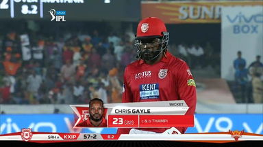 M25: SRH vs KXIP –  Chris Gayle Wicket