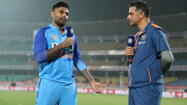 Rahul Dravid interviews Rajkot centurion Suryakumar Yadav