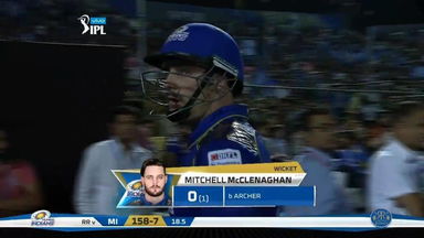 M21: RR vs MI – Mitchell McClenaghan Wicket