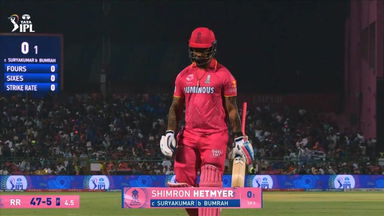 IPL 2025 M50: RR vs MI - Shimron Hetmyer Wicket