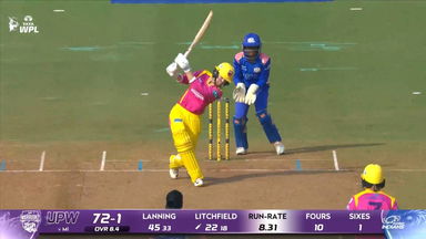 Six: Match 10, UP Warriorz vs Mumbai Indians, WPL 2026: Phoebe Litchfield Six