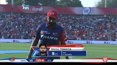 M02: KXIP vs DD: Rahul Tewatia Wicket