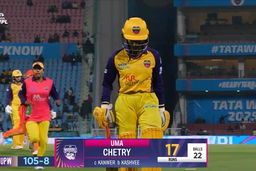 Wicket: Match 15, UP Warriorz vs Gujarat Giants, WPL 2025: Uma Chetry Wicket