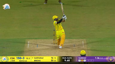 IPL 2026 M22: CSK vs KKR - Sarfaraz Khan Six