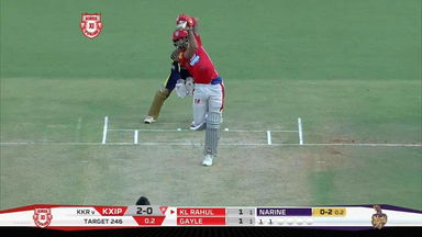 M44: KXIP vs KKR –  KL Rahul Six