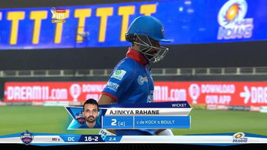Final: MI vs DC – Ajinkya Rahane Wicket