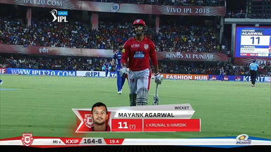 M34: KXIP vs MI – Mayank Agarwal Wicket