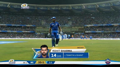 M03: MI vs DC – Rohit Sharma Wicket