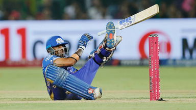 All in one ball! Surya shuffles, tumbles, loses bat and scoops it for four