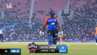 M03: LSG vs DC – Sarfaraz Khan Wicket