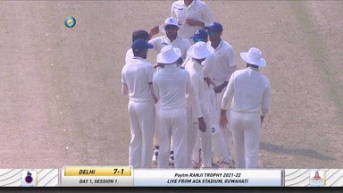 Ranji Trophy 2021-22, Delhi v Tamil Nadu: Delhi 1st Innings Fall of Wickets