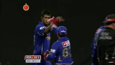 Match 18 RCB vs RR – Agarwal's Wicket