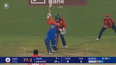 IND vs ENG 2025, 1st T20I: Abhishek Sharma Six