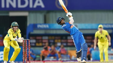 Tonked! Pooja Vastrakar finishes the innings with powerful maximum