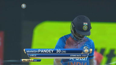 IND vs ENG 2017, 2nd T20I : Manish Pandey Wicket