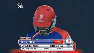 M45: DD vs SRH – Yuvraj Singh Wicket