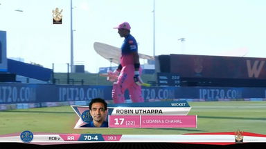 M15: RCB vs RR – Robin Uthappa Wicket