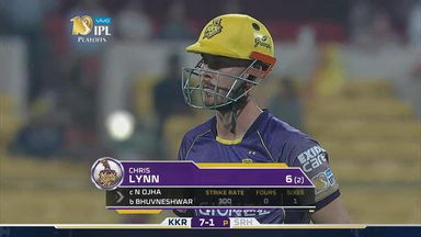 Eliminator: SRH vs KKR – Chris Lynn Wicket