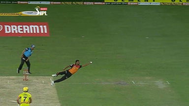 Sandeep Sharma flies for a catch